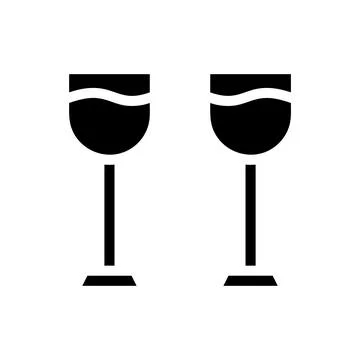 Two wine glasses icon. Concept of celebration, romance, and alcohol. Ilustração Stock