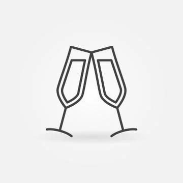 Two Wine Glasses outline vector icon. Couple of glasses sign Ilustração Stock