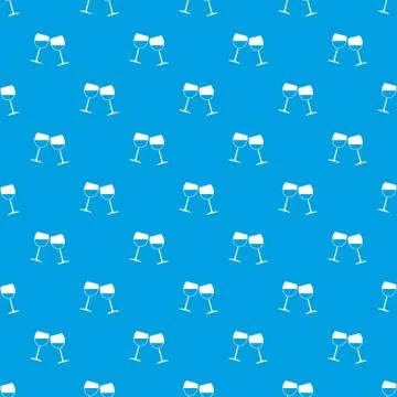 Two wine glasses pattern seamless blue Illustrazione stock