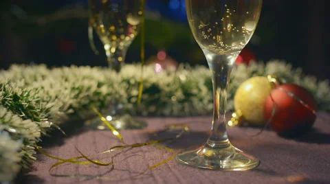 Two Wineglasses Of Champagne Stock Footage 56579730