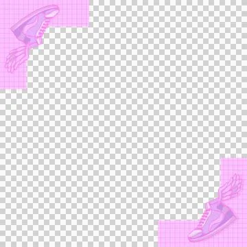 Two winged sneakers are floating in flat design on transparent canvas with pink Stock Illustration