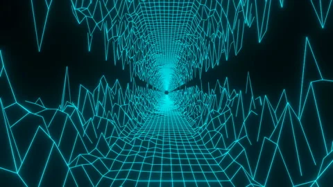 Two wireframe grids create the illusion of a tunnel. Modern background with a Video stock 130592792