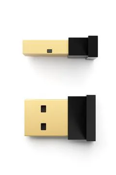 Two wireless USB adapters isolated on white. 3D rendering. Illustrazione stock