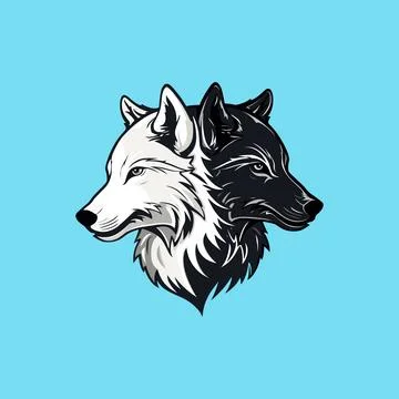 Two wolf egame logo design Stock Illustration