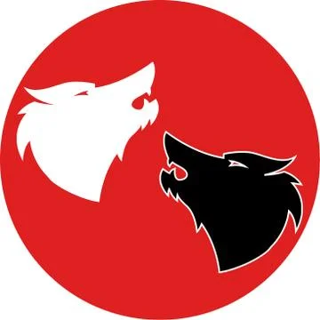 Two wolves, dogs, wolves and animal logo Stock Illustration