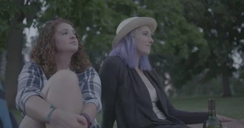 Two woman thinking in the park Stock Footage 65052291