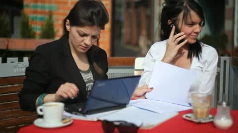 Two woman working in cafeteria Video stock 11013426