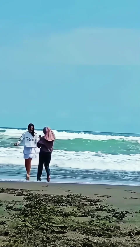 Two women on the beach Stock Footage 282880290