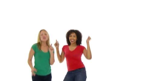 Two women dancing on white Video stock 7907915