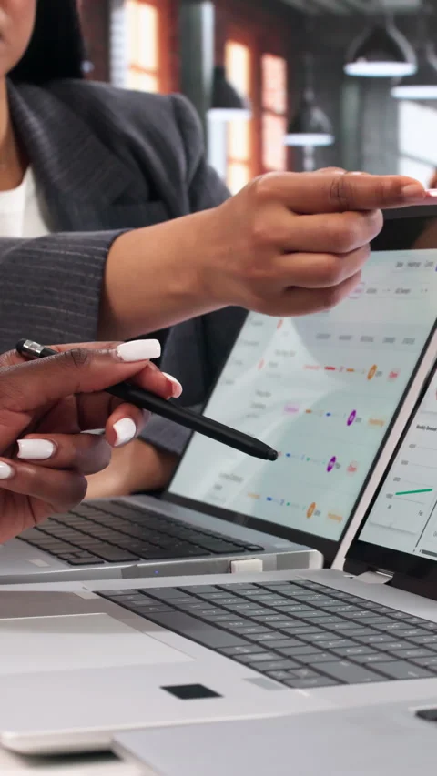 Two Women Discussing CRM Software On Laptop Stock Footage 334926284