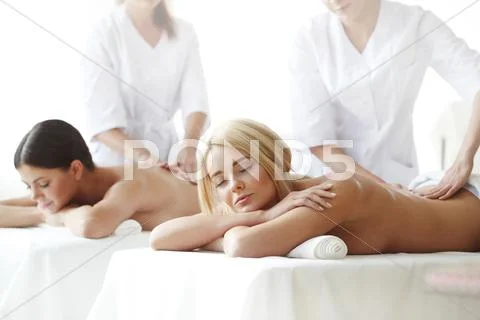 Two women getting massage Stock Photos