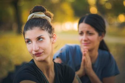 Two women having a relationship issue Stock Photos