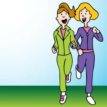 Two women jogging Stock Illustration