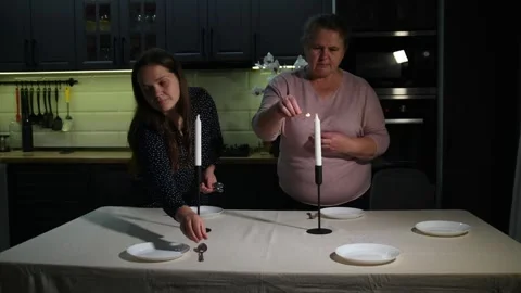 Two women preparing a dining table together at home. Video stock 340061970