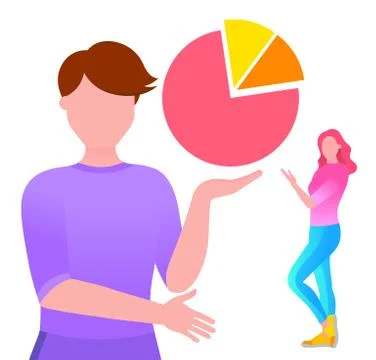 Two Women Presenting Analytics Data on Diagram Illustrazione stock
