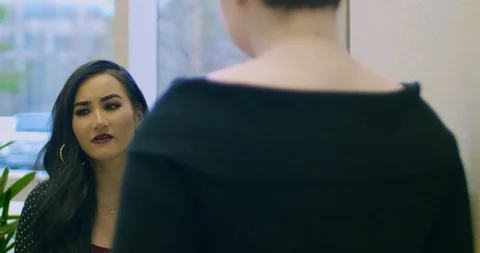 Two women talking angle 2 Stock Footage 86141555