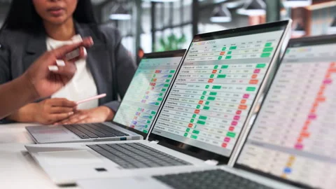 Two Women Use Computer Software To Manage Medical Bills Stock Footage 333845626