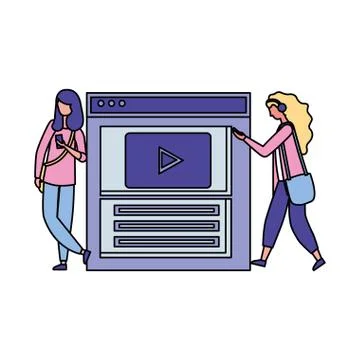 Two women using mobile website Stock Illustration