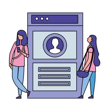 Two women using mobile website Stock Illustration