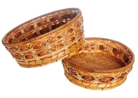 Two wooden baskets Stock Photos