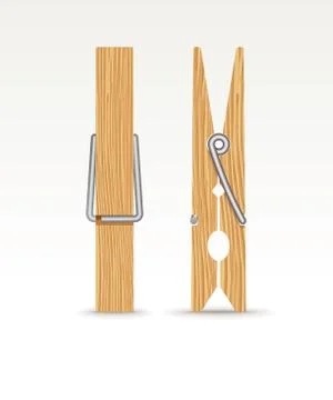 Two wooden cloth clips - vector illustration Illustrazione stock