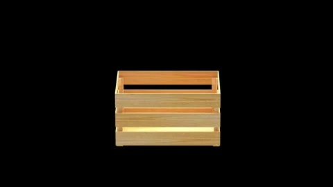 Two wooden crates rotate. 3D animation. Stockbeeldmateriaal 333663865