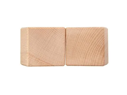 Two wooden cubes for creative isolated on the white background Stock Photos