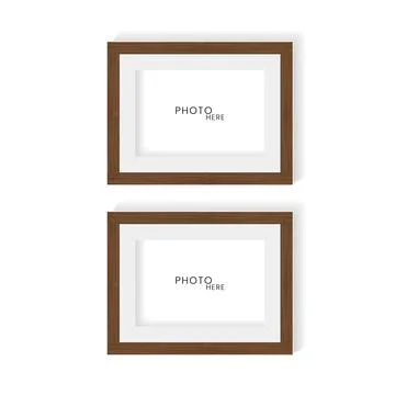 Two wooden pattern realistic frame for wall art mock up vector, modern wood.. Stock Illustration