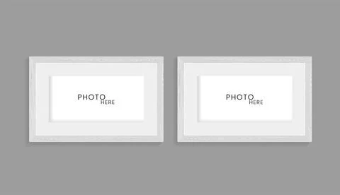 Two wooden texture frame on isolated dark wall, uded in photo mock up vecto.. Stock Illustration