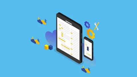 Two worker checking app testing on the tablet Video stock 211034588