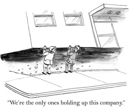 Two workers are holding up their building Ilustración de archivo