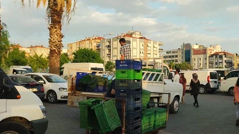 Two workers are loading crates on truck Stock Footage 197404530