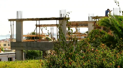 Two Workers in Building Construction Stock Footage 774569