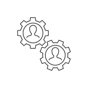 Two workers cooperation linear icon on white background Stock Illustration