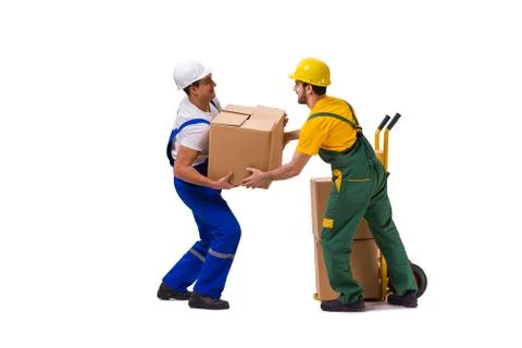 Two workers isolated on the white background 写真素材