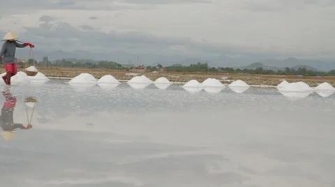 Two Workers Transporting Salt Stock Footage 42450362