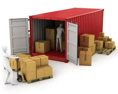 Two workers unload container Stock-Illustration