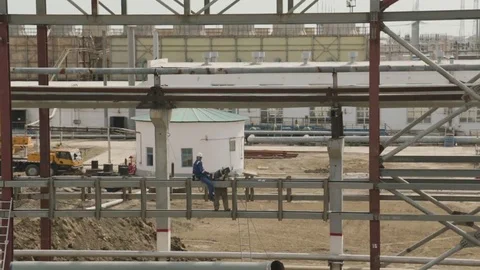 Two workers work with electric welding 스톡 동영상 81703837