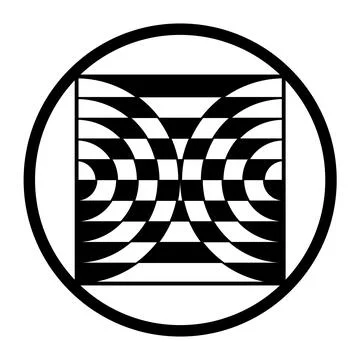 Two world split, divided world, symbol in a crop circle, squaring the circle イラスト素材