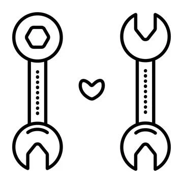 Two wrenches black line icon Stock Illustration