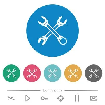 Two wrenches flat round icons Stock Illustration