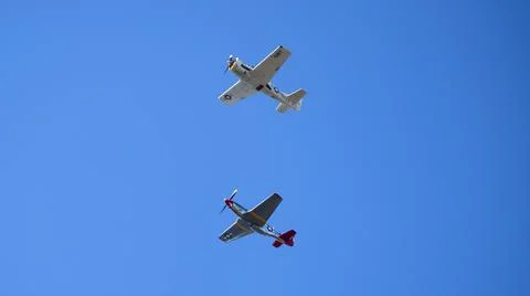 Two WWII Planes Flying Stock Photos