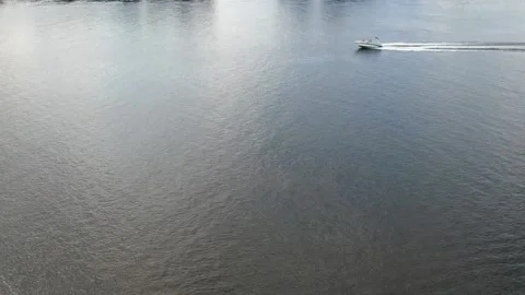 Two yachts on the river move along a given route Stock Footage 142730015