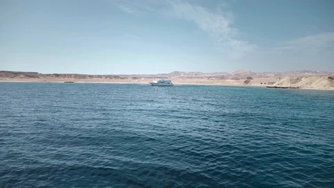Two yachts standing against the background of the desert in Egypt. Fishing or Stock Footage 91155674