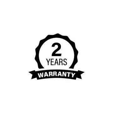 Two year warranty button label logo icon sticker. Circle jagged edge. Vector  Stock Illustration