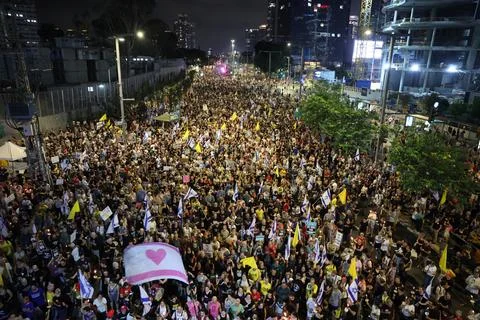 Two years since October 7th Hamas attack, Israel's war on Gaza, Tel Aviv - 09 Au 스톡 사진