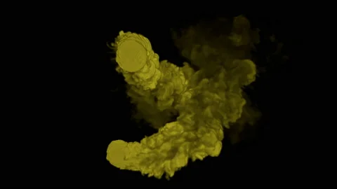 Two Yellow 3D intertwining streams of smoke. Abstract smoke animation with alpha Stock Footage 108633653
