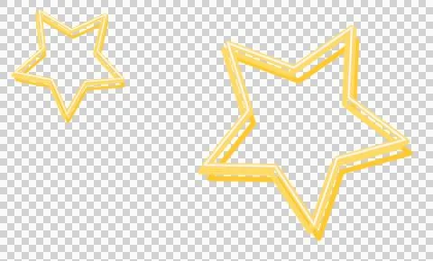 Two yellow 3D wireframe stars, one larger and one smaller, are floating on Stock Illustration