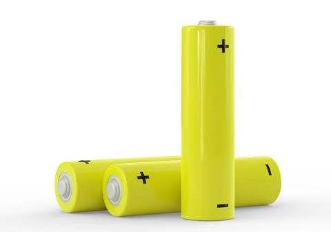 Two yellow AA size batteries isolated on white background Stock Illustration