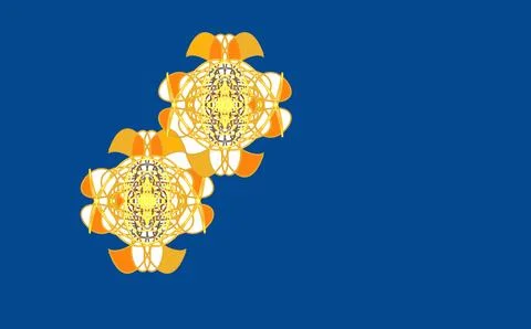 Two yellow and orange mandala patterns on blue background Stock Illustration